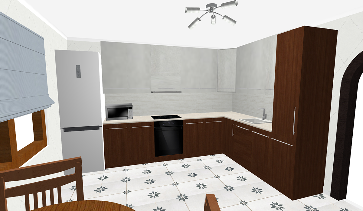 Планировка г-образной кухни