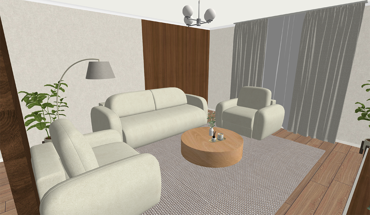 Планировка гостиной в программе