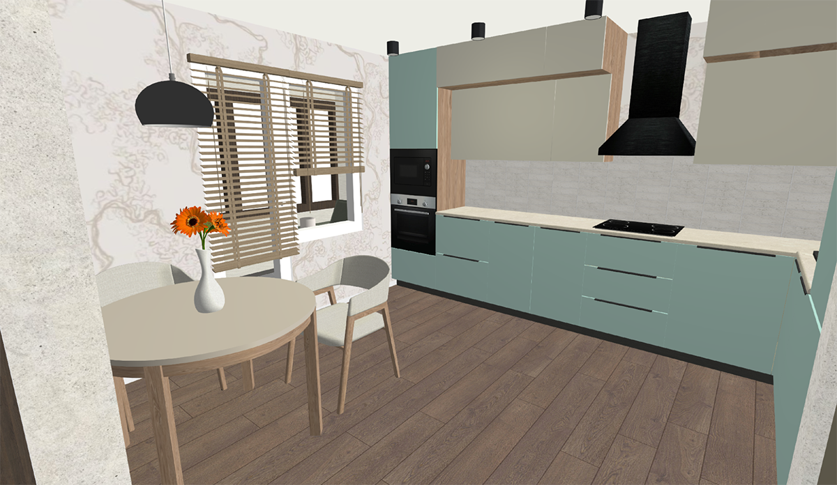 Интерьер просторной кухни