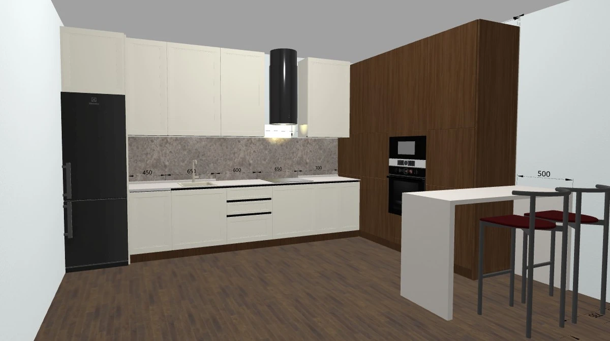 Угловая кухня с барной стойкой